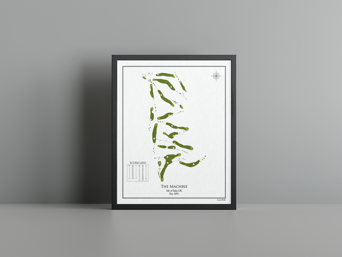 The Machrie golf course print, white frame