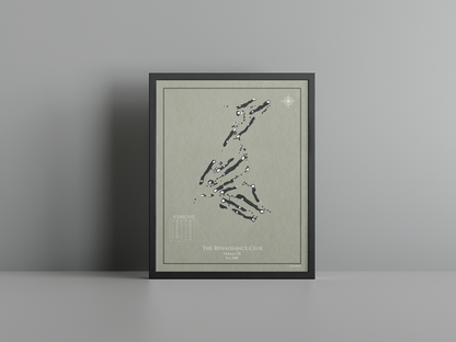 The Renaissance Club golf course print, brown frame