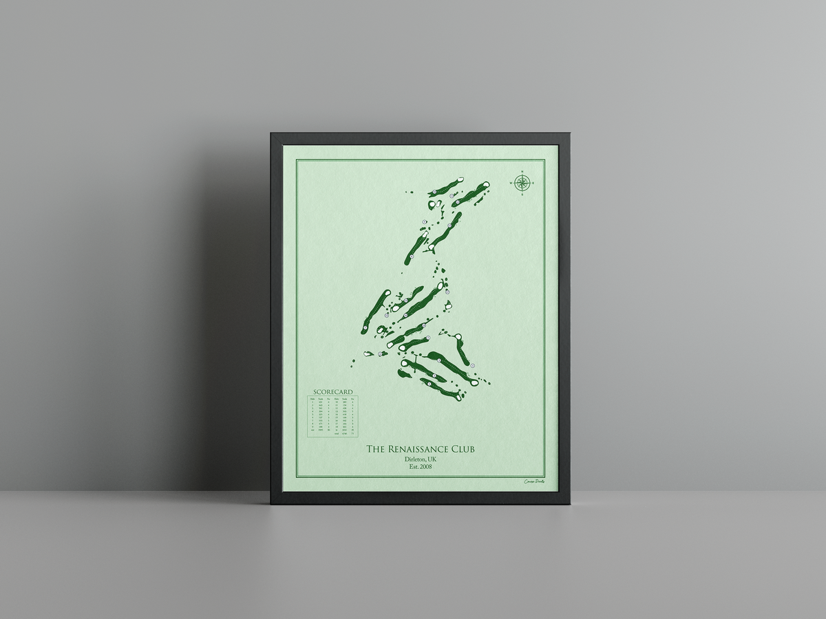 The Renaissance Club golf course print, green frame