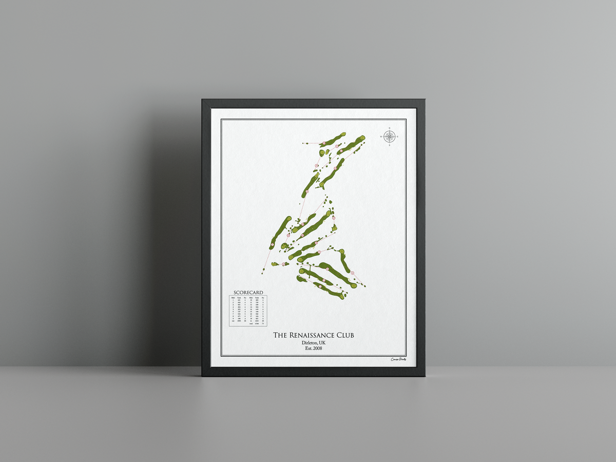 The Renaissance Club golf course print, white frame