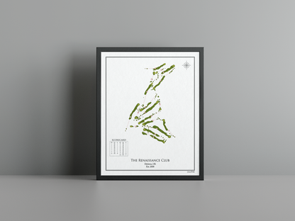The Renaissance Club golf course print, white frame