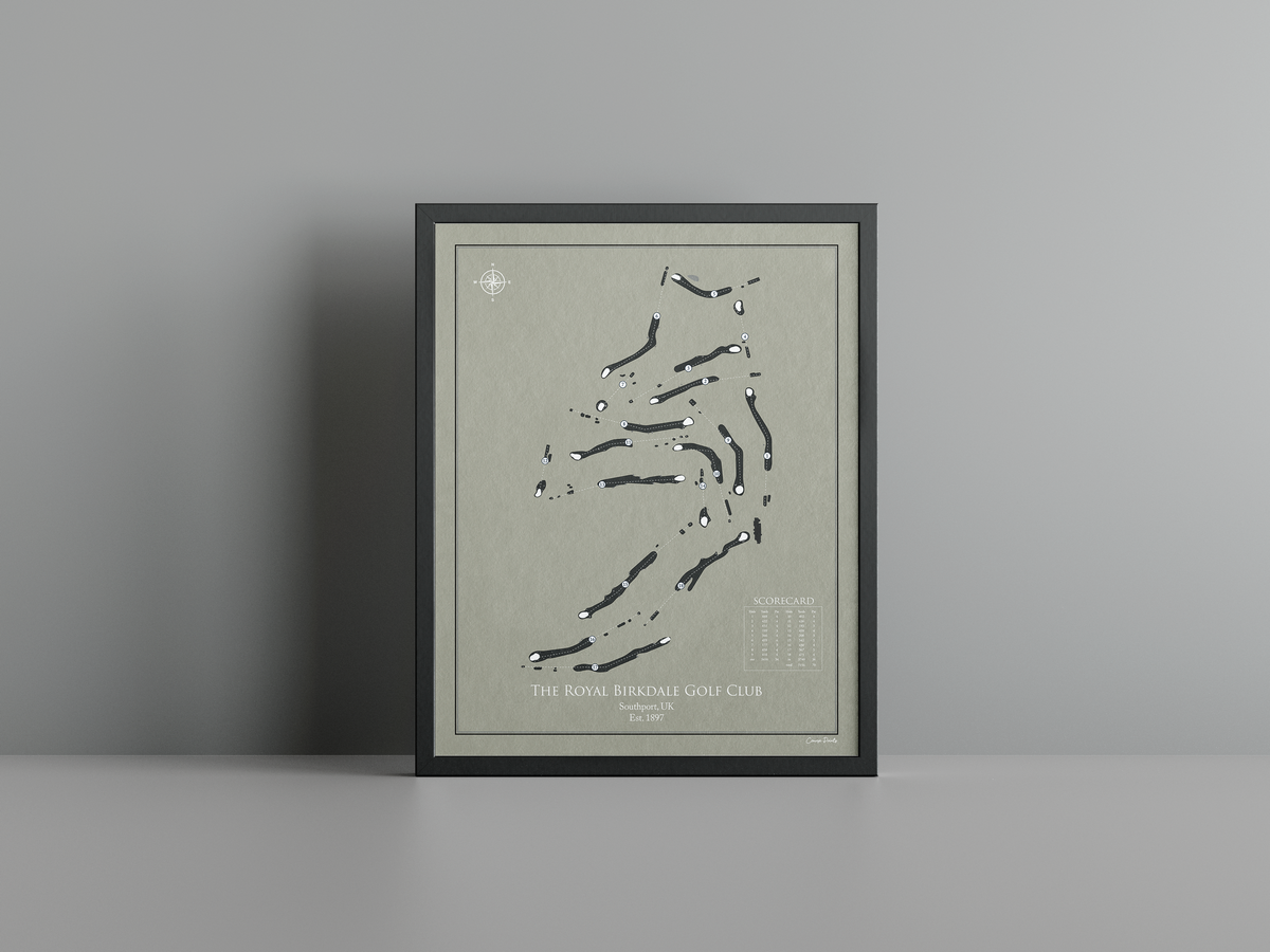 The Royal Birkdale Golf Club golf course print, brown frame