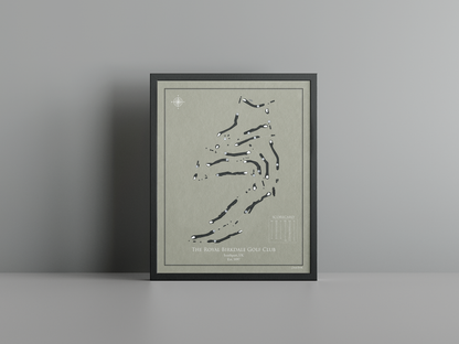 The Royal Birkdale Golf Club golf course print, brown frame