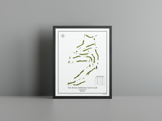 The Royal Birkdale Golf Club golf course print, white frame
