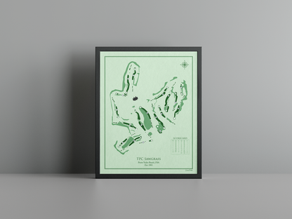 TPC Sawgrass golf course print, green frame
