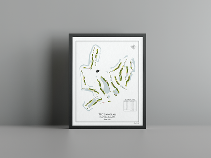 TPC Sawgrass golf course print, white frame