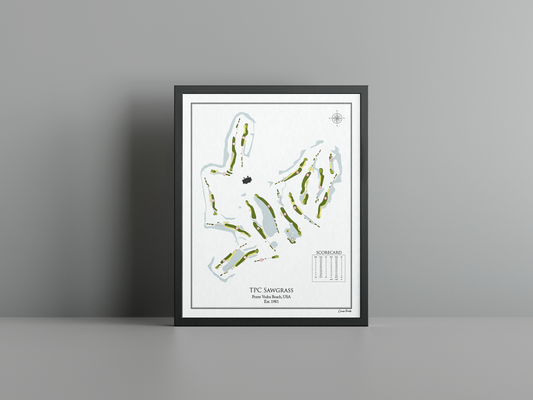 TPC Sawgrass golf course print, white frame