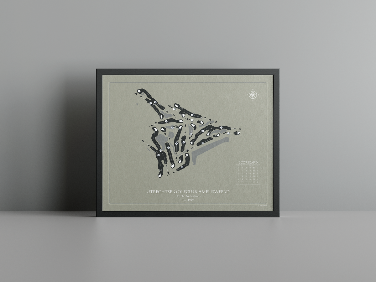Utrechtse Golfclub Amelisweerd golf course print, brown frame