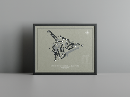 Utrechtse Golfclub Amelisweerd golf course print, brown frame