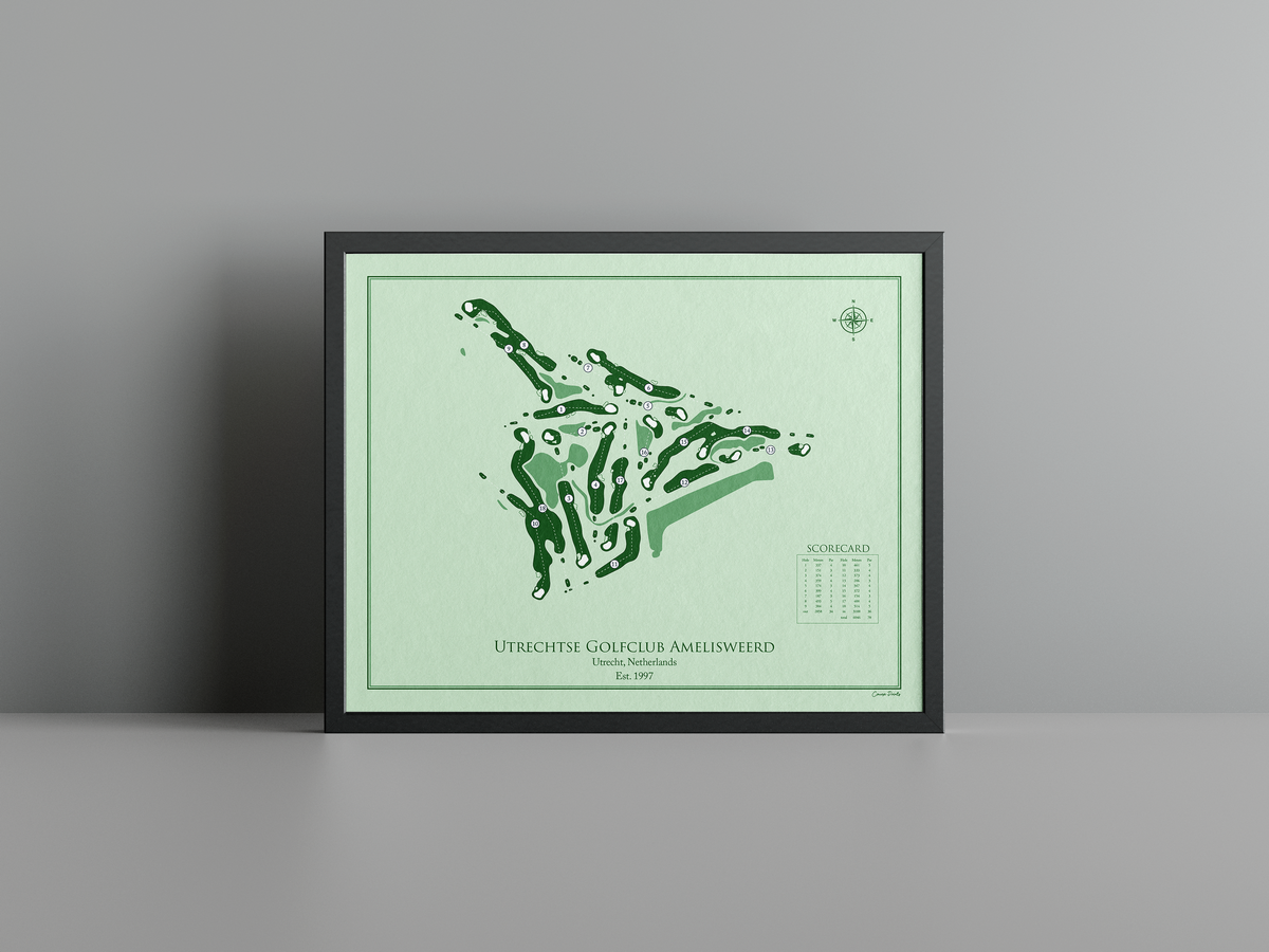Utrechtse Golfclub Amelisweerd golf course print, green frame