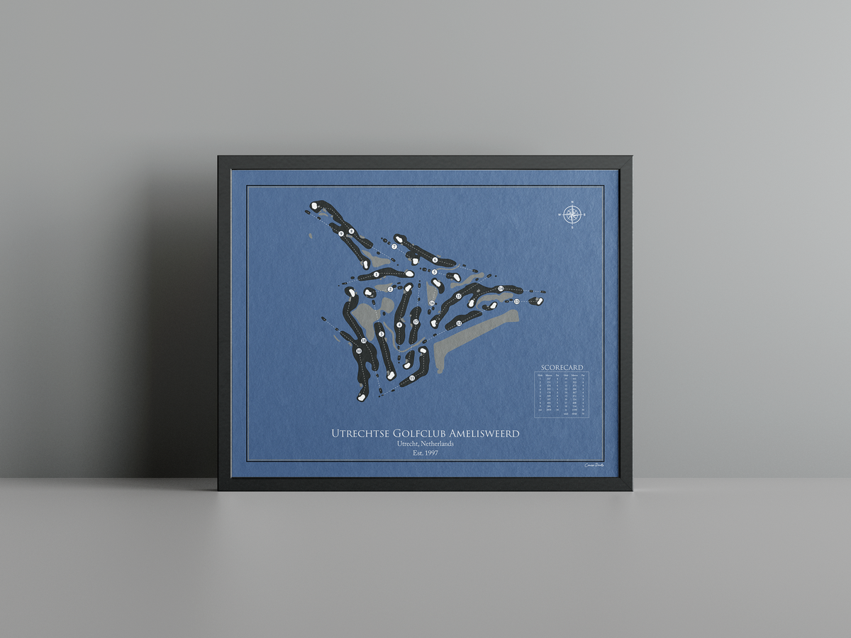 Utrechtse Golfclub Amelisweerd golf course print, navy frame