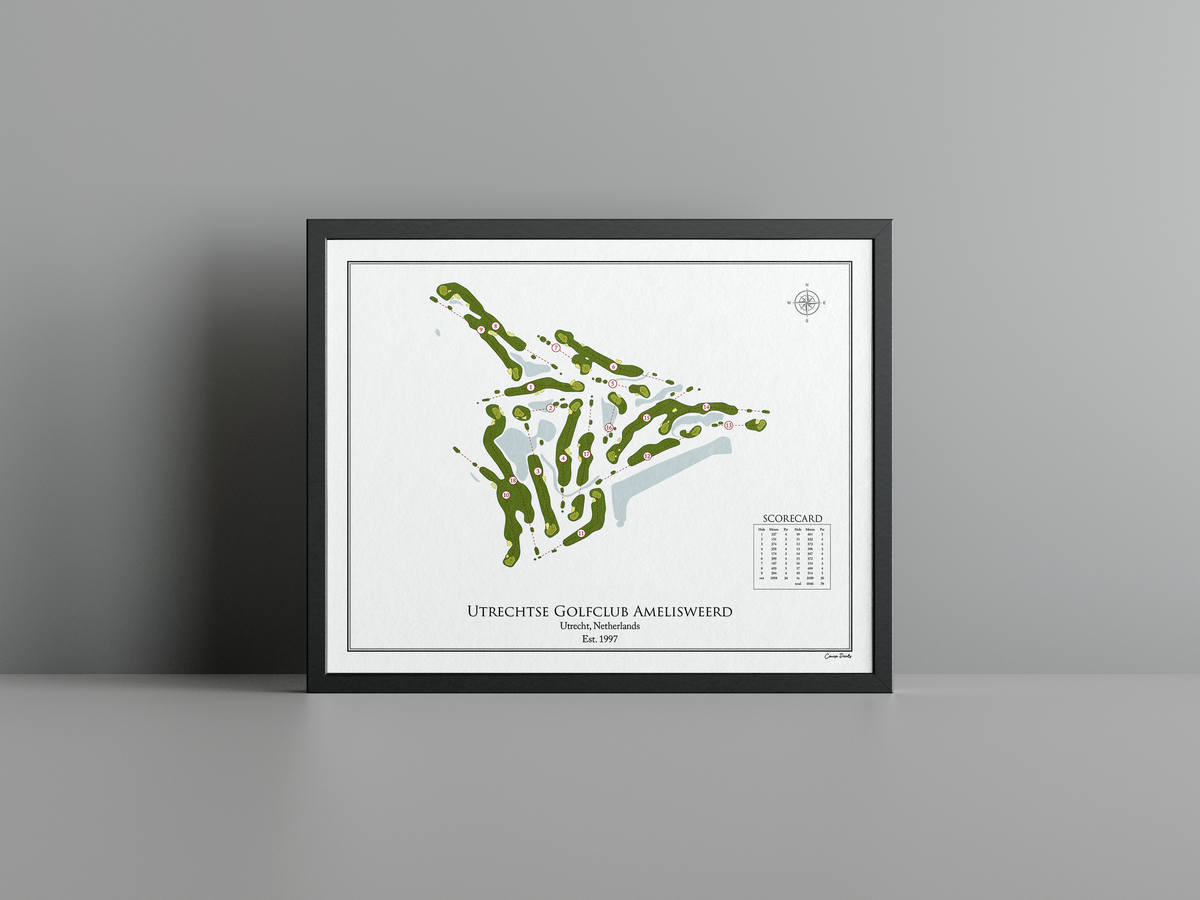 Utrechtse Golfclub Amelisweerd golf course print, white frame