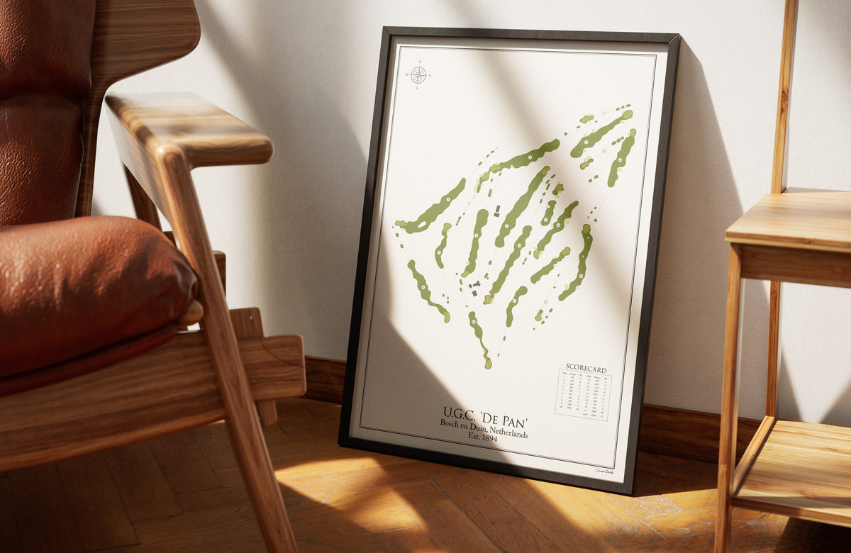 Utrechtse Golfclub De Pan golf course print, framed 50x70 black frame