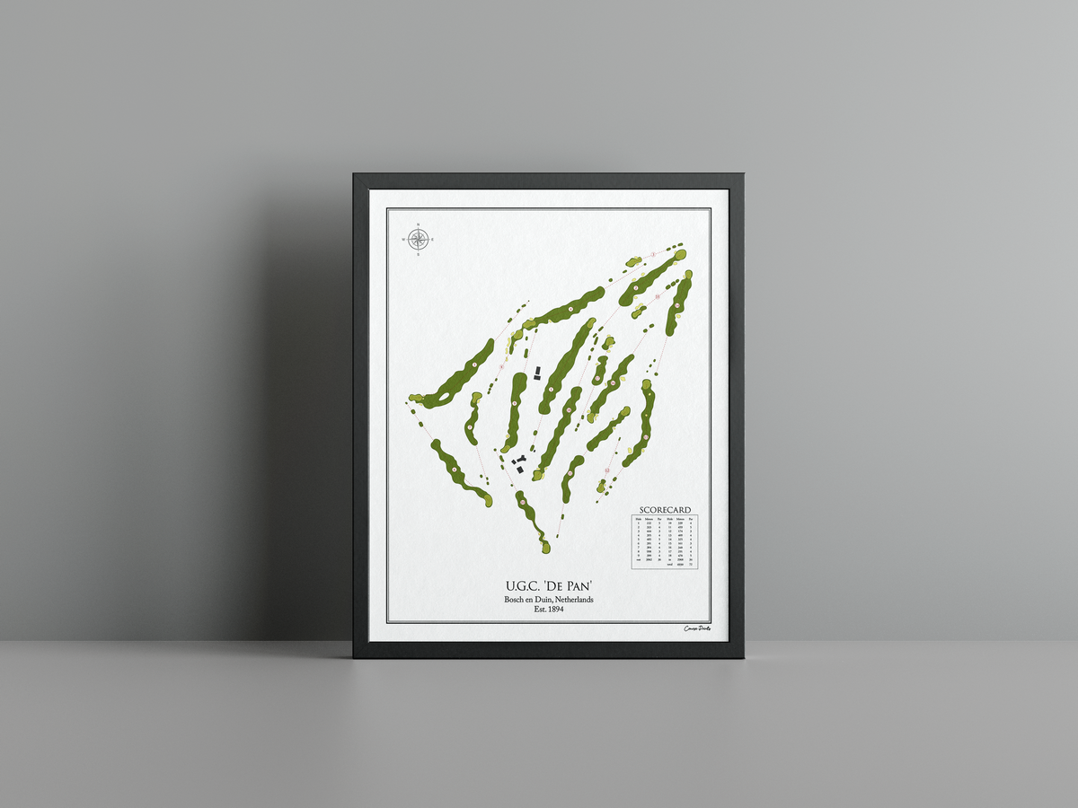 Utrechtse Golfclub De Pan golf course print, white frame
