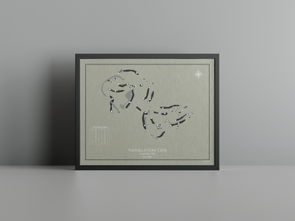 Valhalla Golf Club golf course print, brown frame