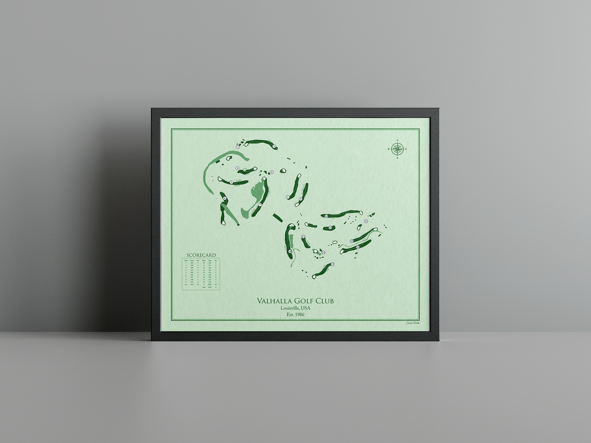 Valhalla Golf Club golf course print, green frame