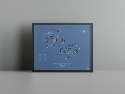 Valhalla Golf Club golf course print, navy frame