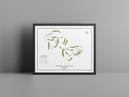 Valhalla Golf Club golf course print, white frame