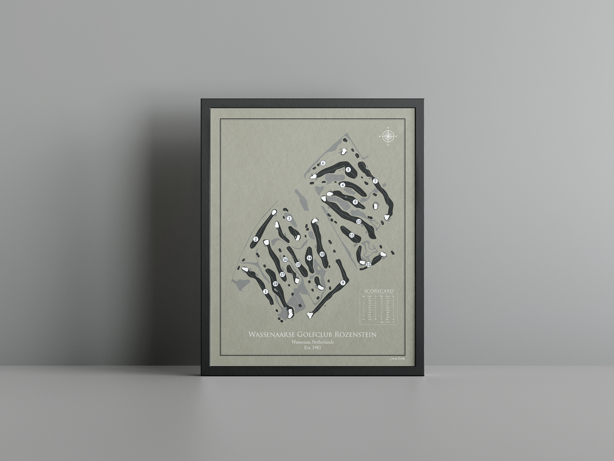Wassenaarse Golfclub Rozenstein golf course print, brown frame