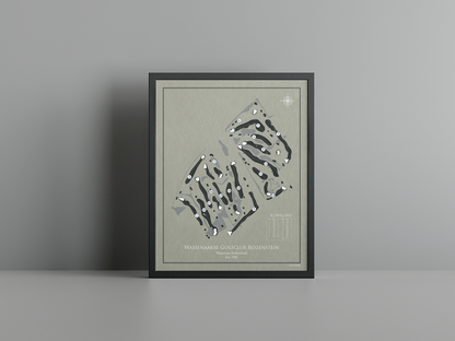 Wassenaarse Golfclub Rozenstein golf course print, brown frame