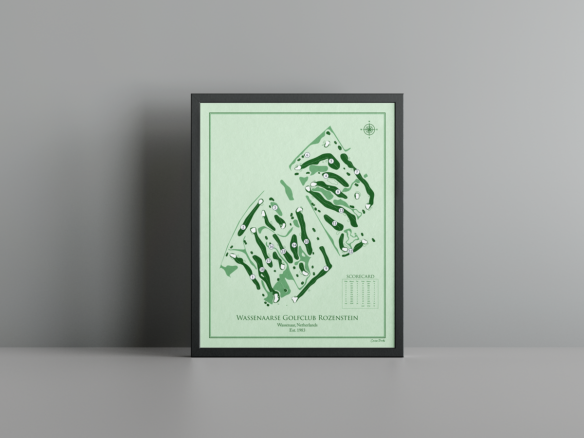Wassenaarse Golfclub Rozenstein golf course print, green frame