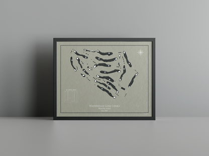 Waterville Golf Links golf course print, brown frame