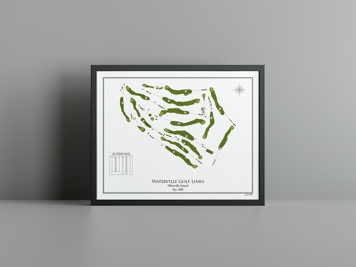 Waterville Golf Links golf course print, white frame