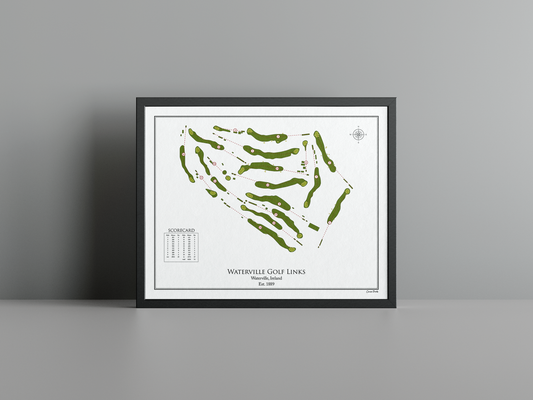 Waterville Golf Links golf course print, white frame