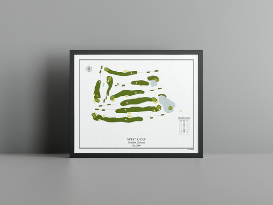 West Golf golf course print, white frame