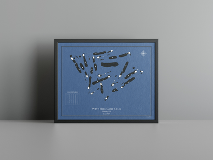 West Hill Golf Club golf course print, navy frame