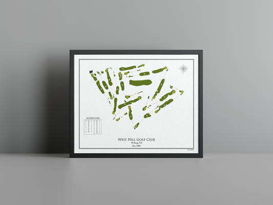 West Hill Golf Club golf course print, white frame