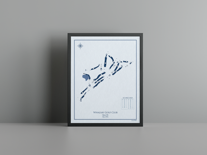 Whalsay Golf Club golf course print, blue frame