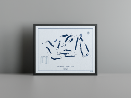 Woking Golf Club golf course print, blue frame