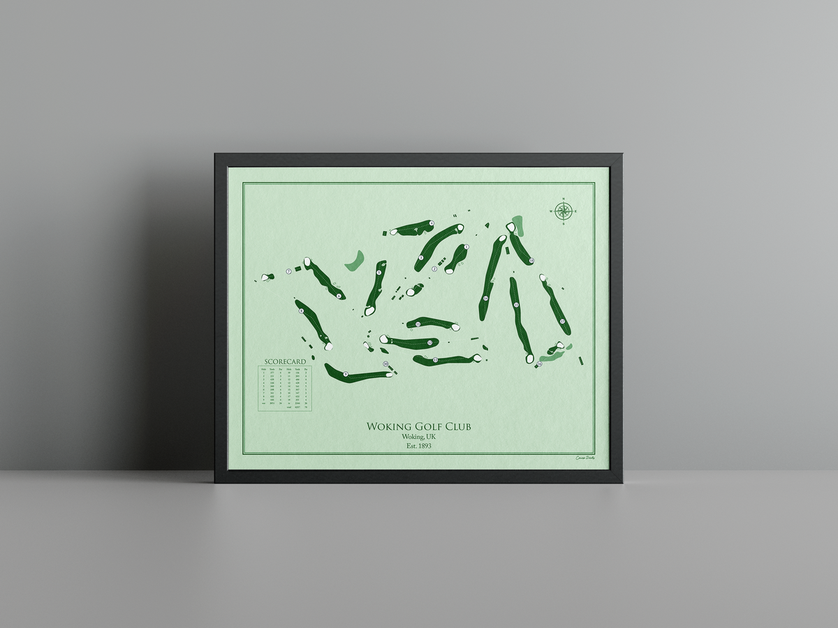 Woking Golf Club golf course print, green frame