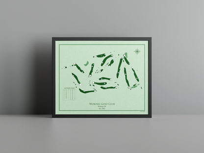 Woking Golf Club golf course print, green frame