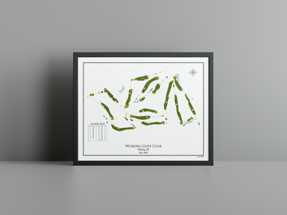 Woking Golf Club golf course print, white frame